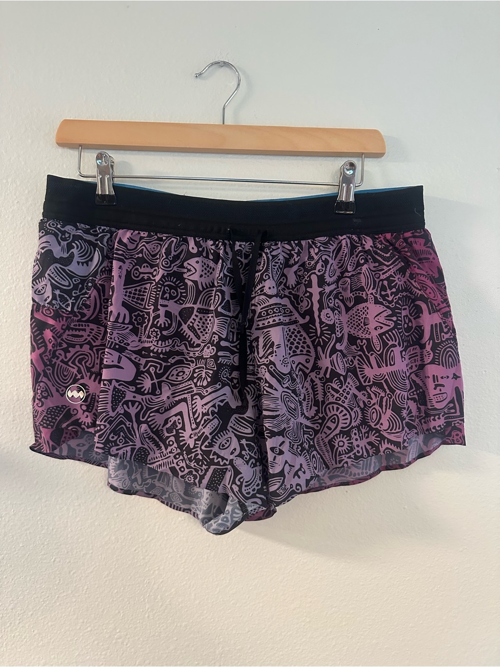 Janji Black and Purple Abstract Print Athletic Shorts